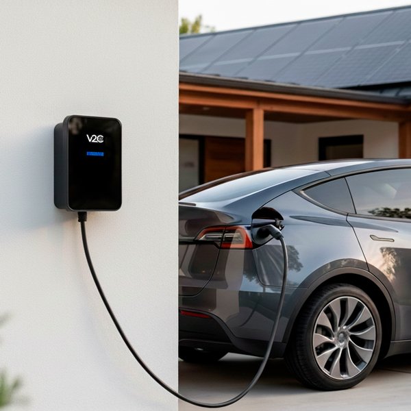 V2C-lader bij een elektrische auto thuis